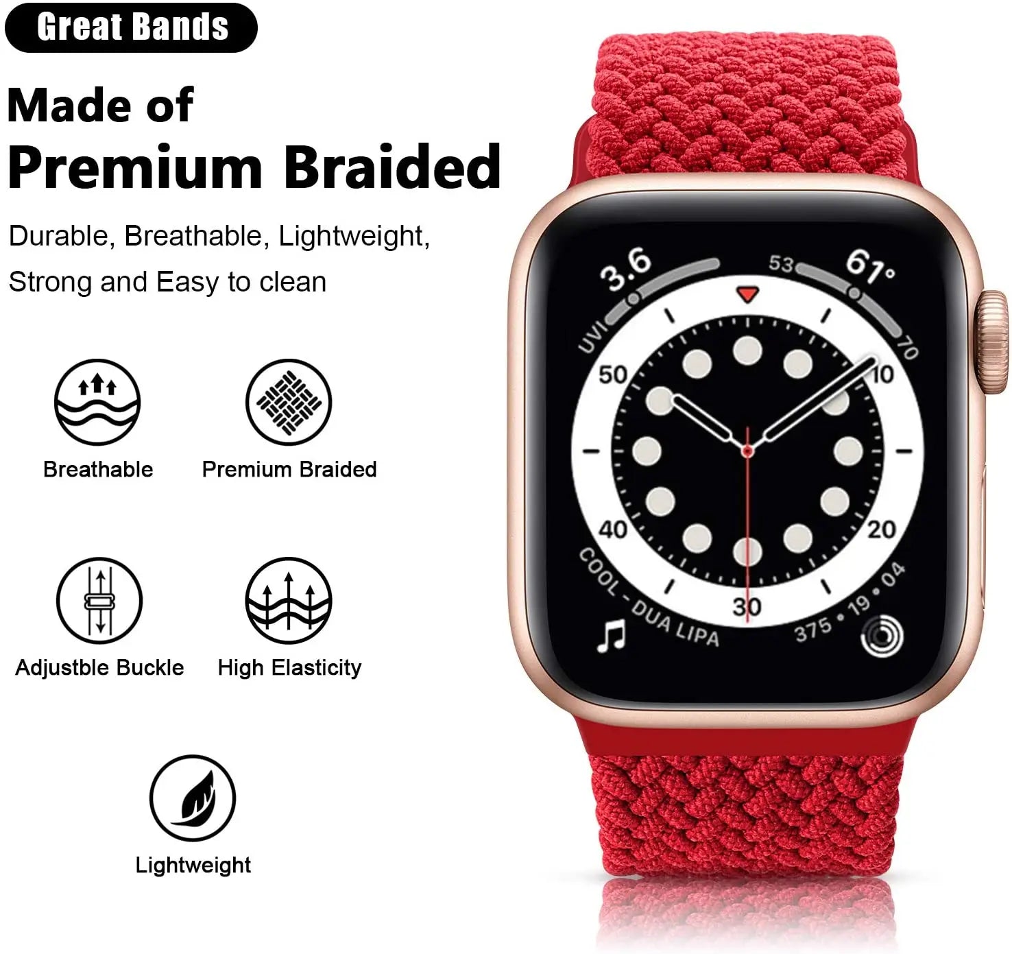 Braided Solo Loop Strap For Apple watch band 44mm 40mm 49mm 45mm 41mm Elastic Nylon bracelet iWatch series 8 3 se 6 7 Ultra 2 9 luxecrown.co.uk