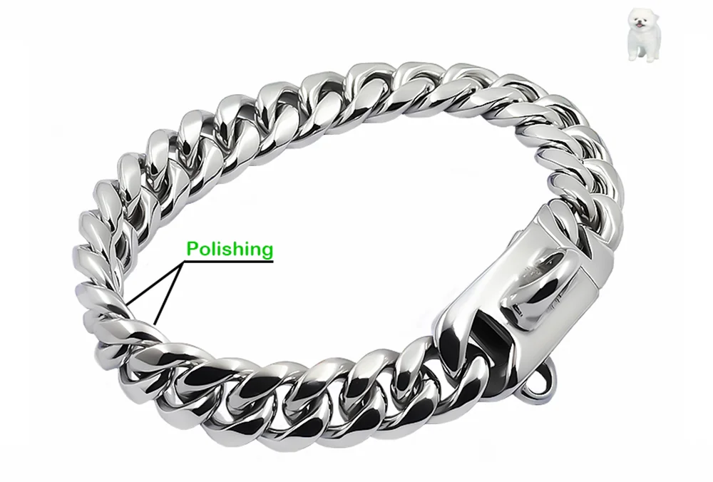 Metal Dog Collar Stainless Steel Pet Choker Gold Cuban Link Chain 14mm Wide Lead for Small Medium Large Dogs Pet Accessories luxecrown.co.uk