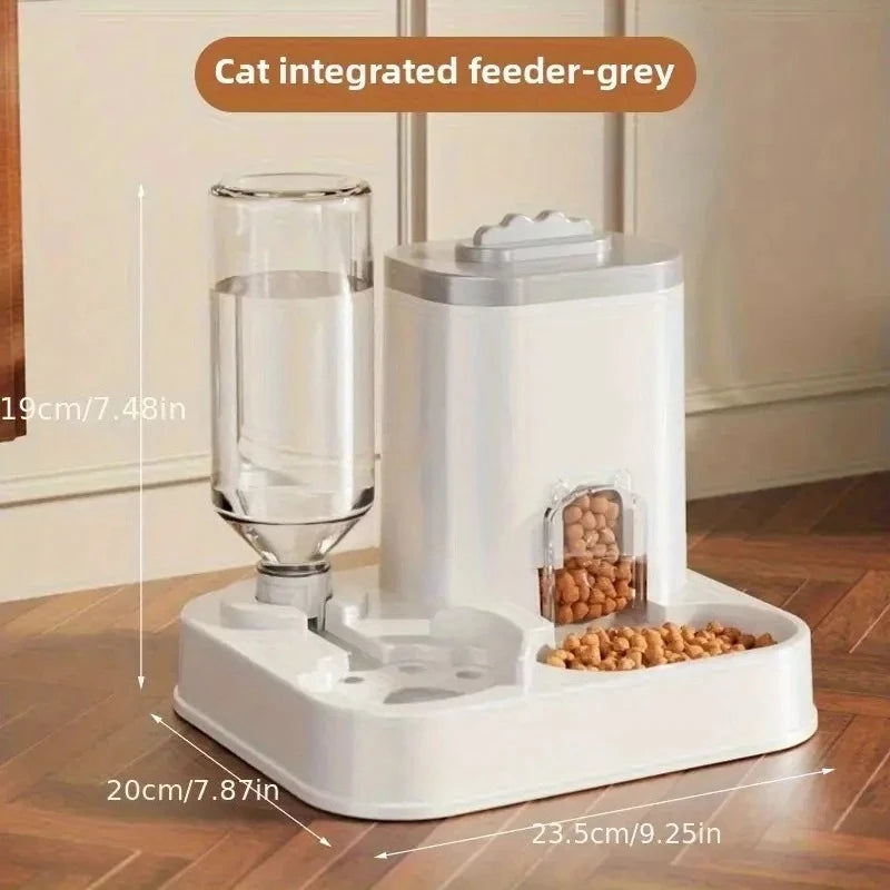 Automatic Cat & Dog Water Dispenser with Integrated Food Basin No Batteries Needed,Automatic Pet Feeder One-Piece Design luxecrown.co.uk