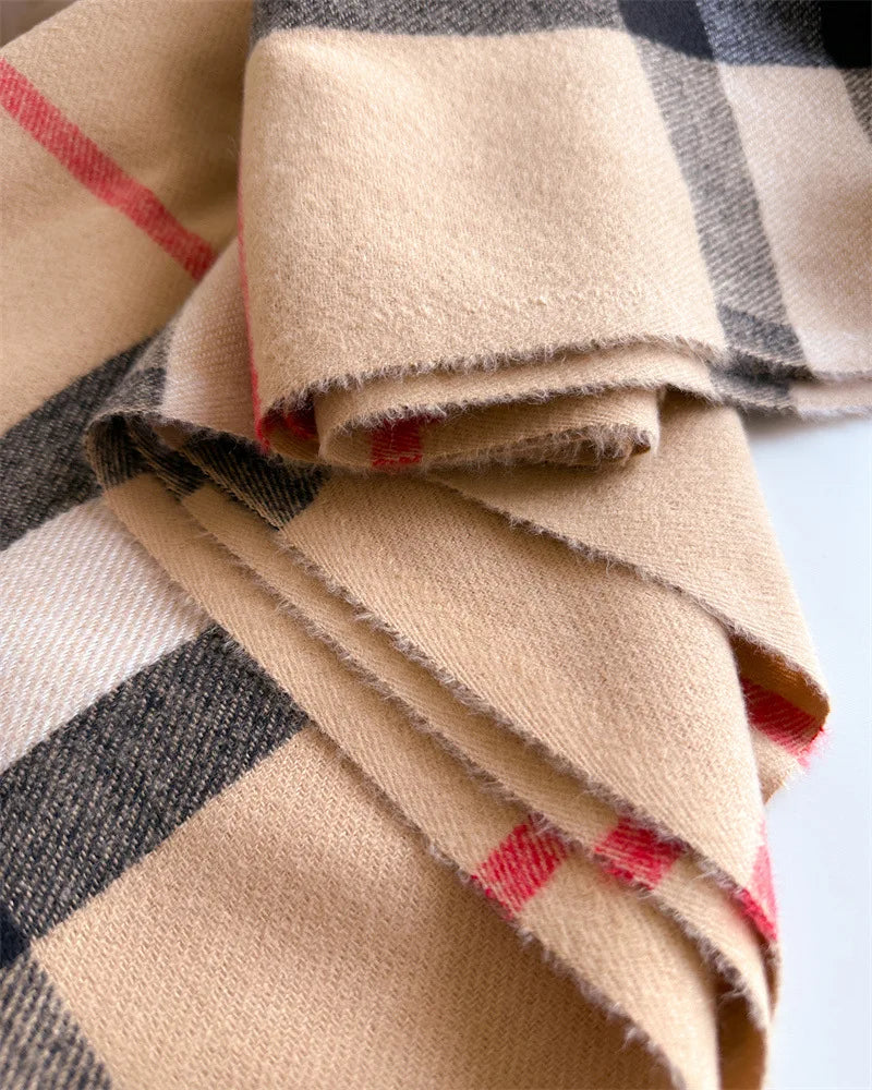 New Women Men Winter Plaid Cashmere Like Blanket Scarf Design Thick Warm Pashmina Shawl Wraps With Tassel Poncho Stoles Echarpe