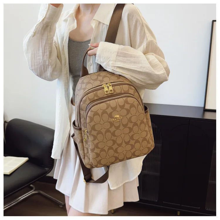 Large-capacity casual women's backpack with vintage textured coating, suitable for travel. luxecrown.co.uk