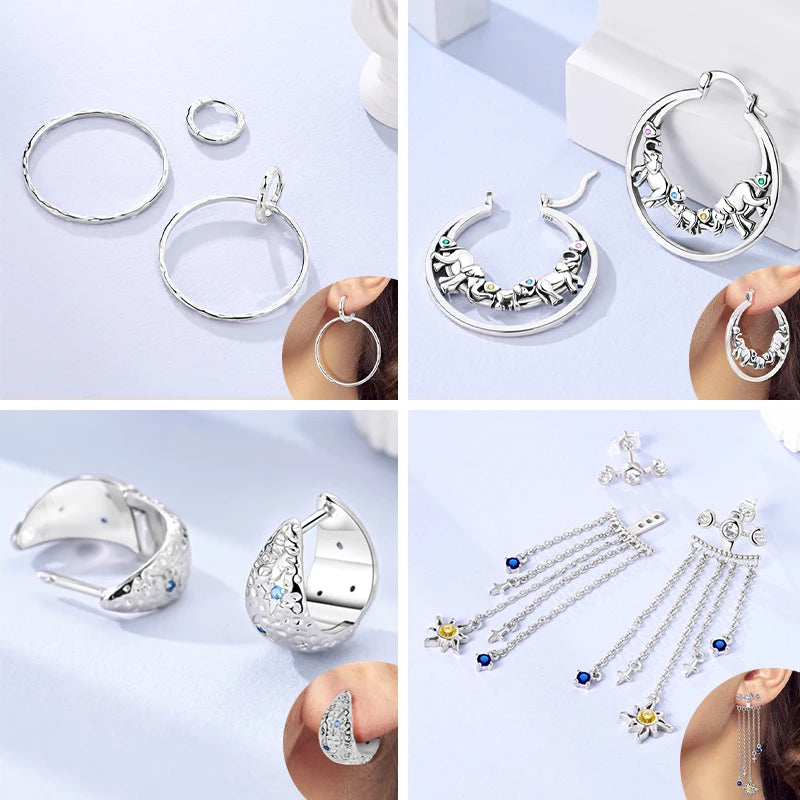 2025 Original 925 Sterling Silver Hoop Earring Zirconia Irregularity Stud Earring For Women Engagement Birthday Jewelry Gift Streetsharks