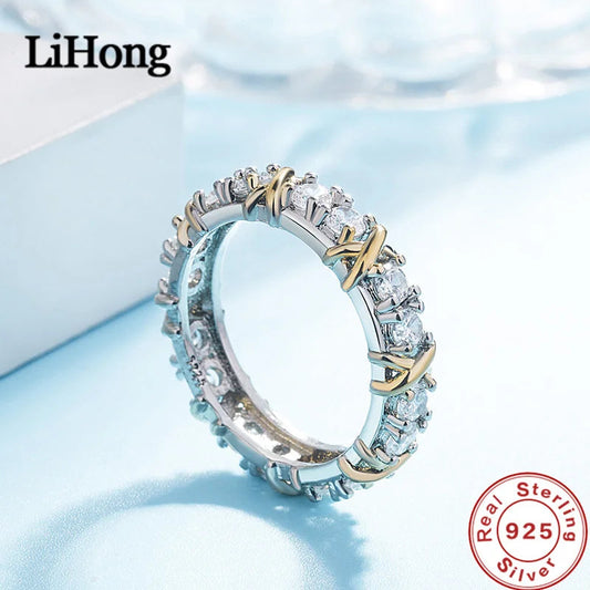 Luxury 925 Sterling Silver Ring Interlaced With Aaa Zircon Crystal Ring For A Woman'S Engagement Jewelry Gift Streetsharks