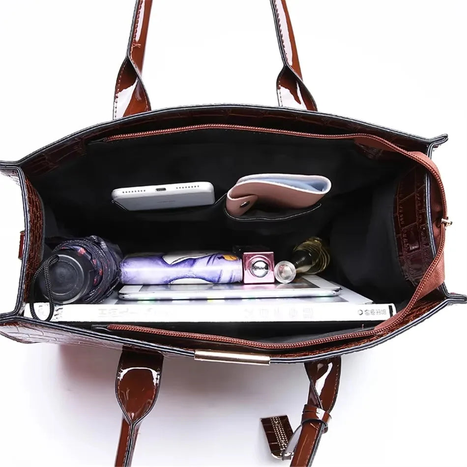 Luxury Handbag Fashion Print Large Capacity Soft Leather Women Shoulder Crossbody Bag Leisure Designer Ladies Purses and Handbag luxecrown.co.uk