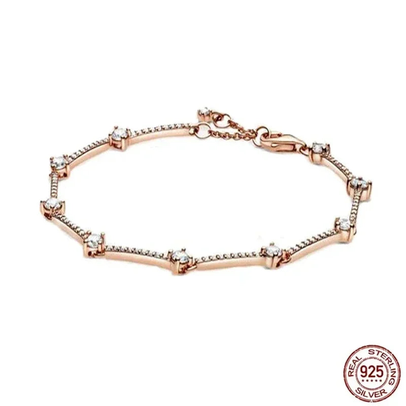 Brand new 925 sterling silver zirconia exquisite tennis star bracelet for women DIY original charm beads exquisite jewelry Streetsharks