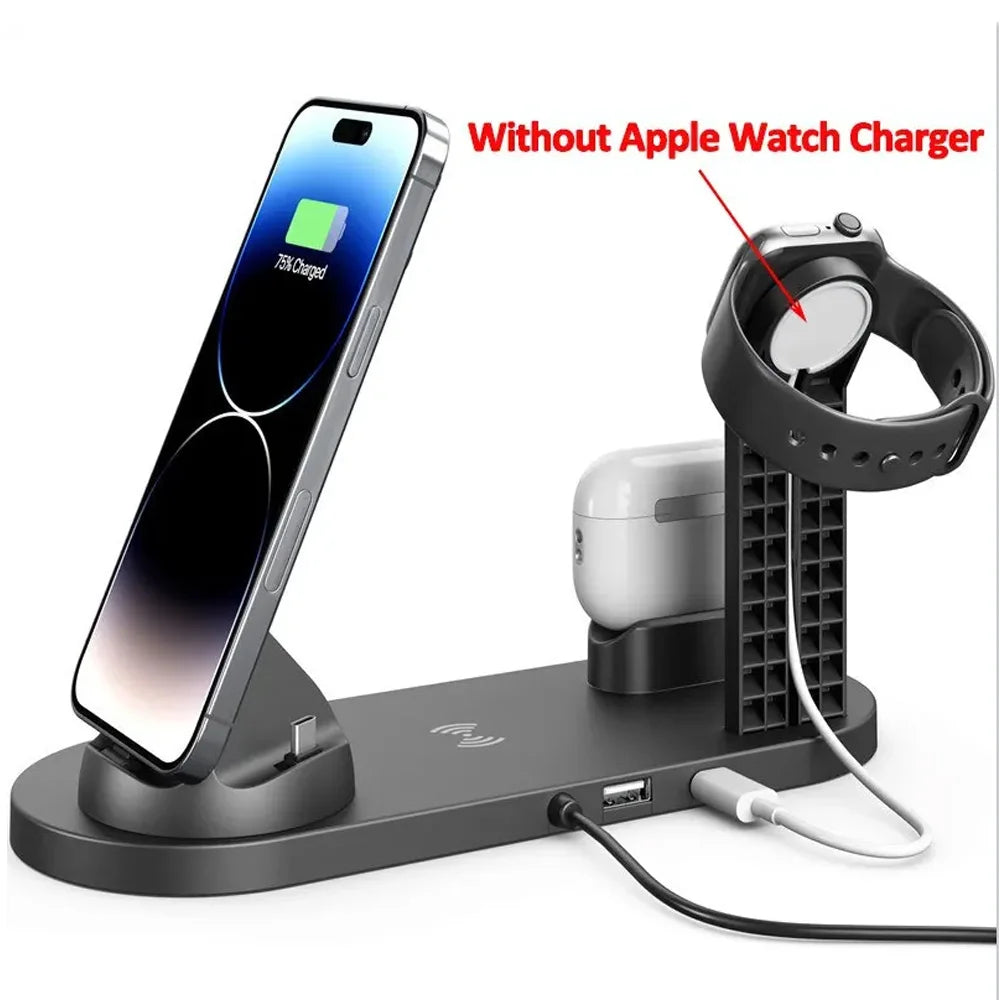 30W 6 in 1 Wireless Charger Stand Pad For iPhone 15 14 13 12 X Apple Watch Fast Charging Dock Station for Airpods Pro iWatch 7 Streetsharks