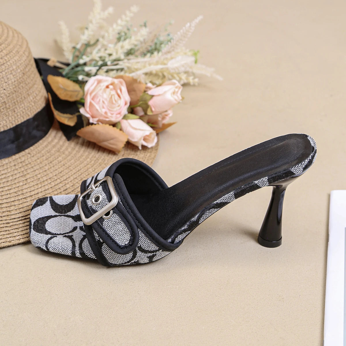 2026 Summer New Plus-Size Classic Printed High-Heeled Slide Sandals luxecrown.co.uk