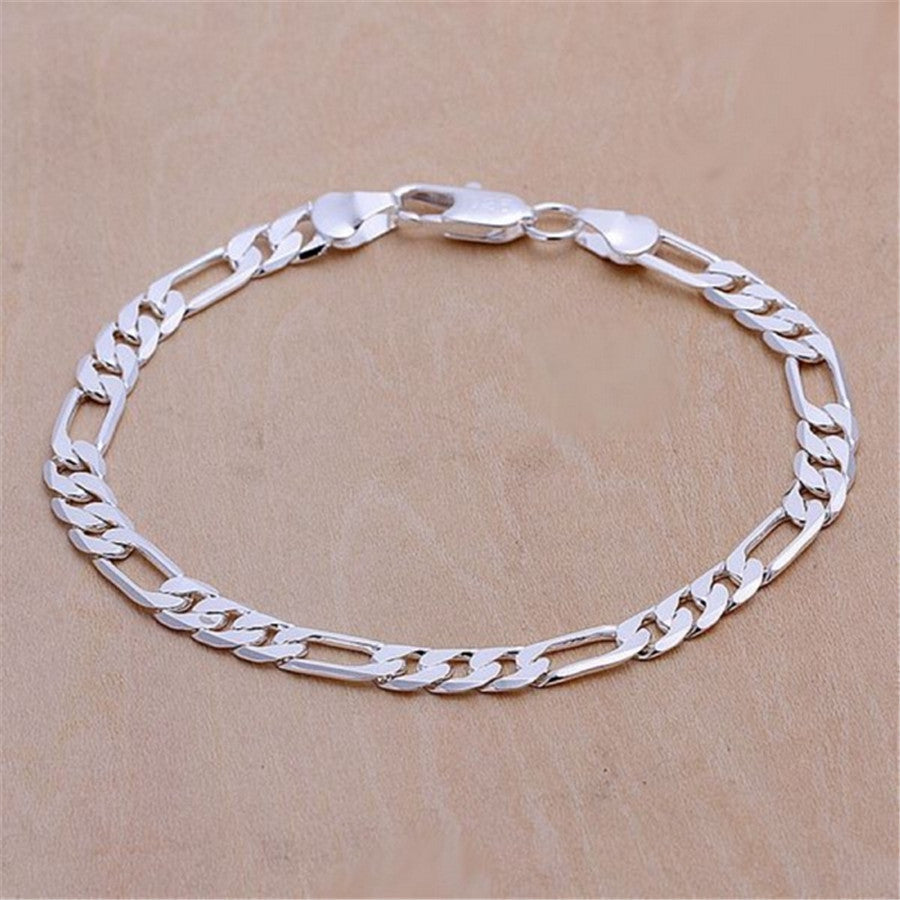 925 Sterling Silver Exquisite Solid Chain Bracelet Fashion Charm Women Men Solid Wedding Cute Simple Models Jewelry Streetsharks