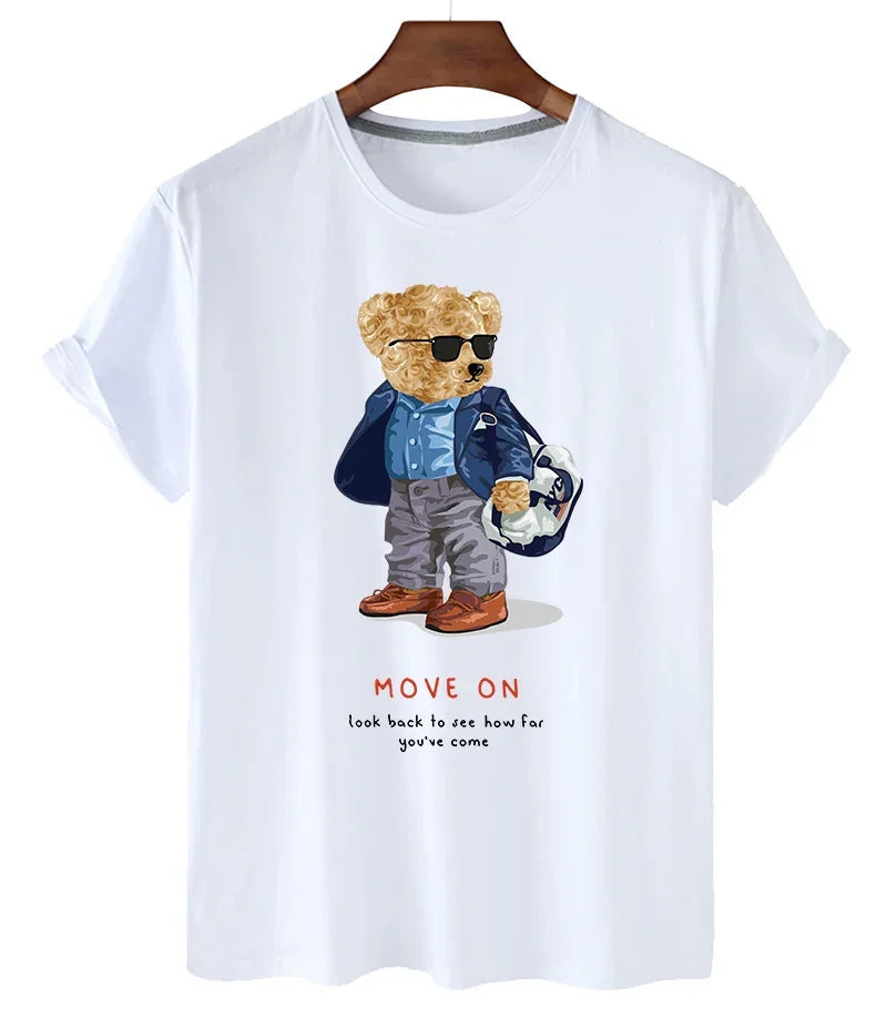 Funny Bear Print Tshirt Women Fashion Cartoon Harajuku Casual T-shirt Female Summer Short Sleeved Top Tees Unisex T Shirt luxecrown.co.uk