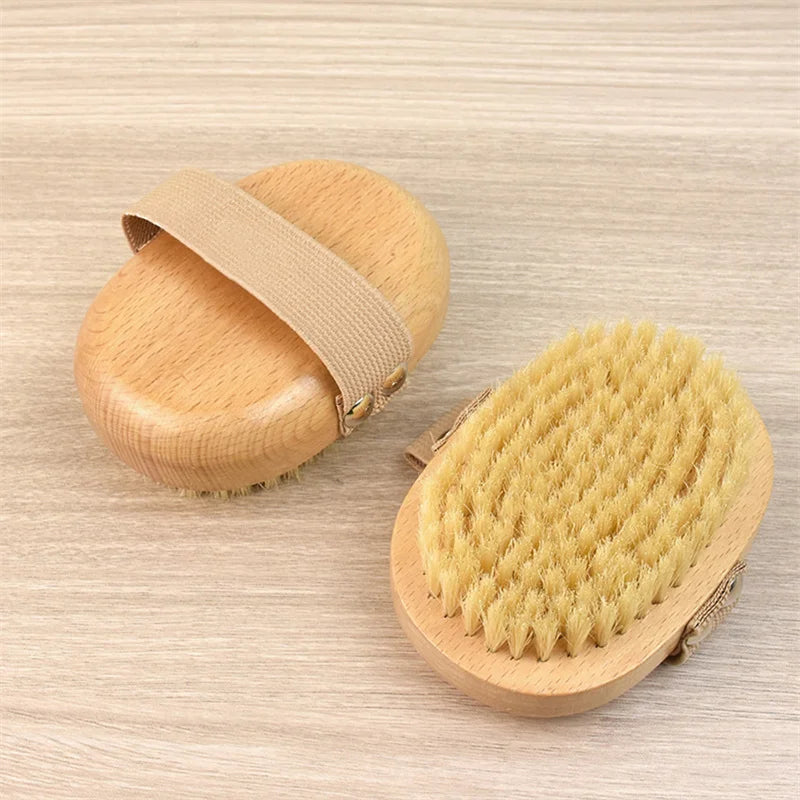 SPA Wooden Body Brush Natural Boar Bristle Organic Dry Skin Body Brush Bamboo Wet Back Shower Brushes Exfoliating Bathing Brush Streetsharks
