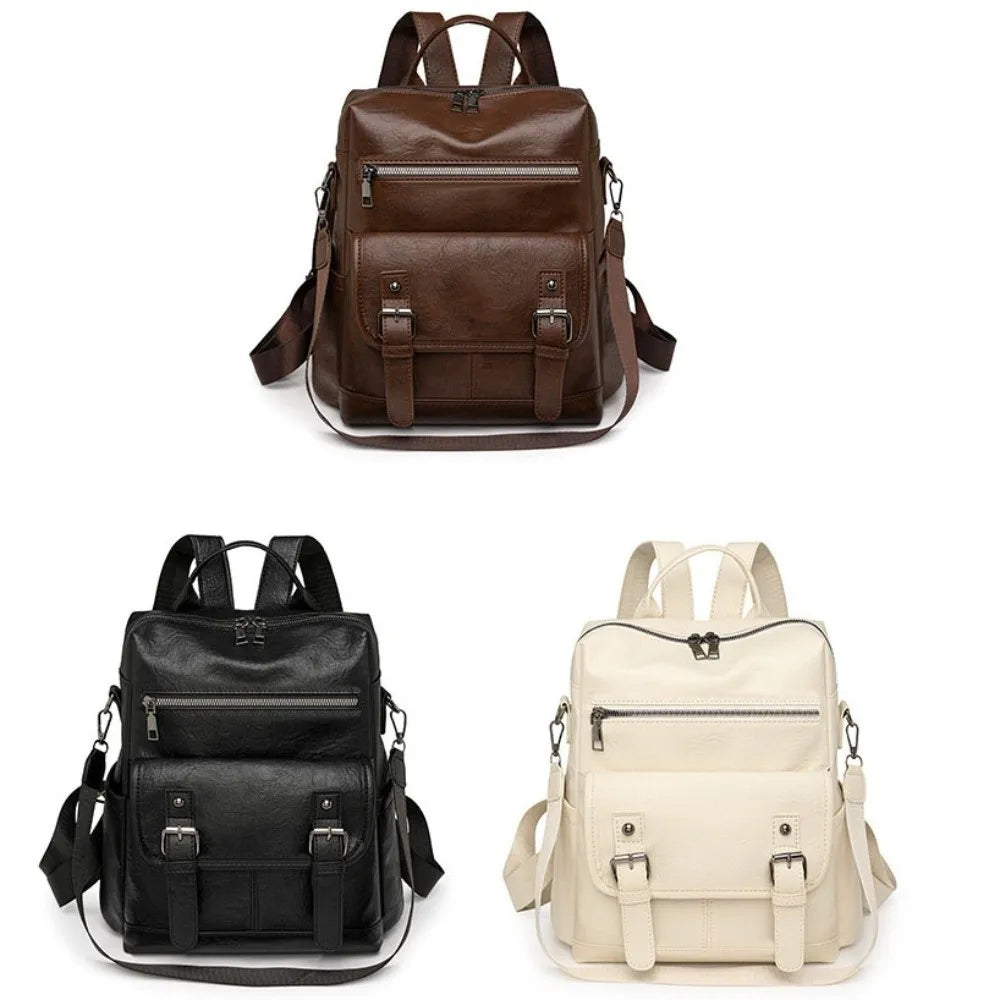 PU Peather Student Backpack Multifunctional Large Capacity Student School Bag Soft Crossboby Mommy Shoulder Bag Daily Outings luxecrown.co.uk