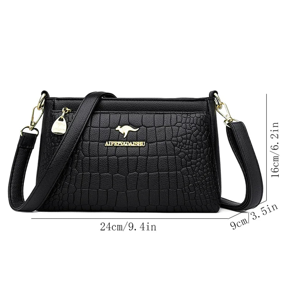 Brand Leather 3 Layers Alligator Crossbody Bag for Women Female Shoulder Messenger Sac Luxury Designer Ladies Handbags Streetsharks
