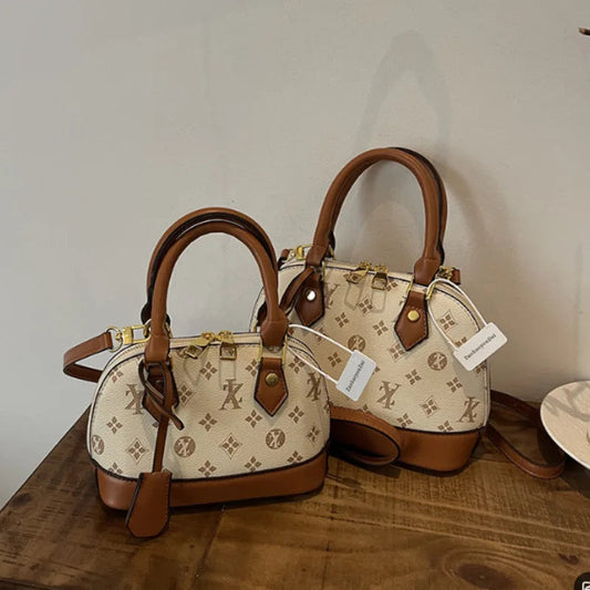 Fashion Luxury Design Women's Shell Handbag Retro Print PU Leather Shoulder Bag Girls Street Trend Premium Crossbody Bag Soft luxecrown.co.uk