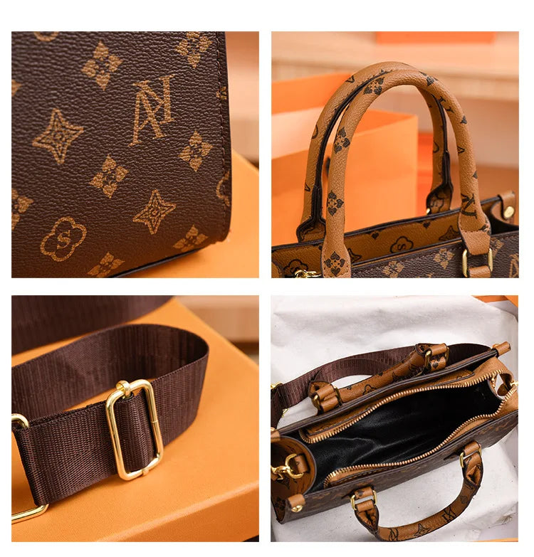 Elegant Retro Women's Tote Bag Single Shoulder Crossbody Bag Floral Print Ladies Handbag Luxury Texture Commuter Messenger Bag luxecrown.co.uk