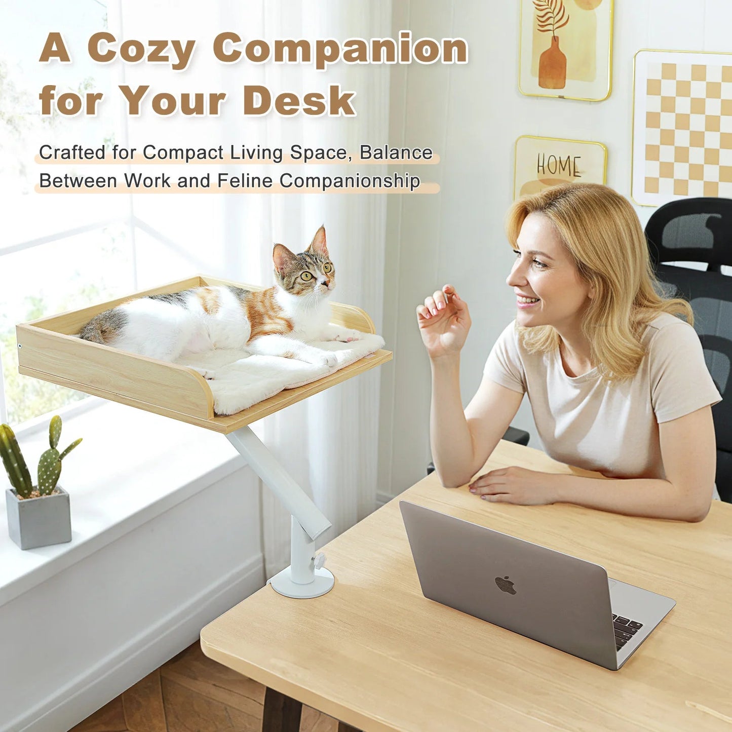 Cat Desk Bed, 360° Rotatable Cat Bed Stand for Indoor Cats, Adjustable Cat Basket, Cats Hammock for Table, Soft Cat Bed for Desk luxecrown.co.uk