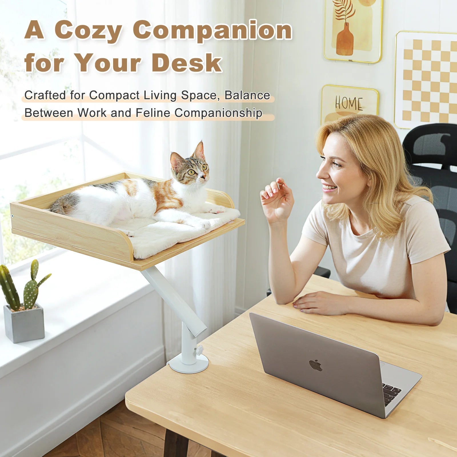 Cat Desk Bed, 360° Rotatable Cat Bed Stand for Indoor Cats, Adjustable Cat Basket, Cats Hammock for Table, Soft Cat Bed for Desk luxecrown.co.uk