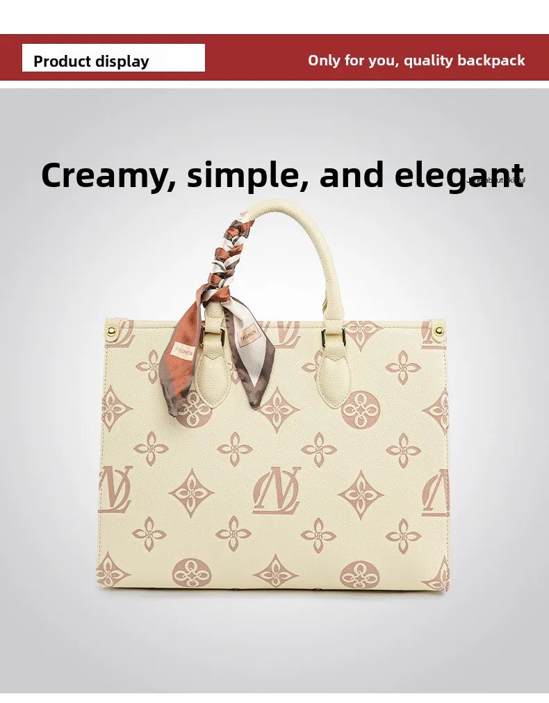 Fashionable Large Capacity Tote Bag 2025 New Style Simple Urban PU Ladies Handbag Commuter Daily Use Contrast Color Embossed luxecrown.co.uk