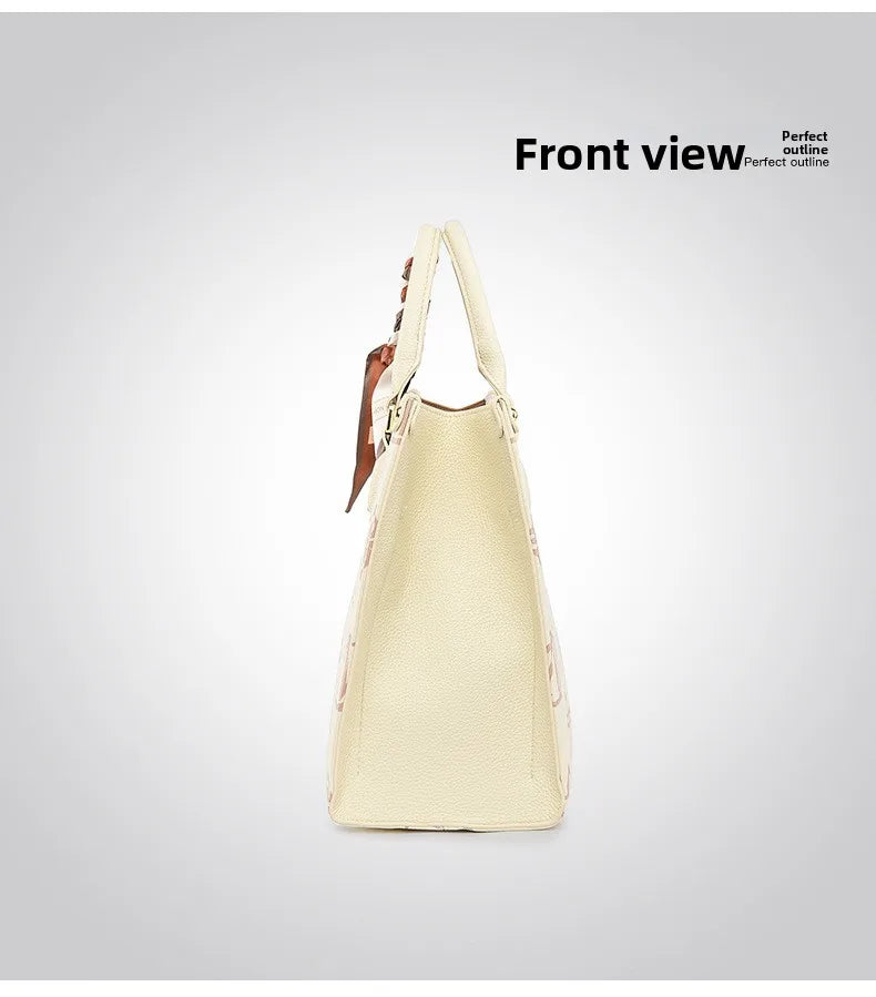 Fashionable Large Capacity Tote Bag 2025 New Style Simple Urban PU Ladies Handbag Commuter Daily Use Contrast Color Embossed luxecrown.co.uk