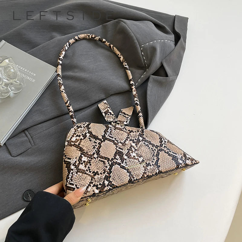 LEFTSIDE Pu Leather Underarm Bags for Women 2025 Korean Fashion Leopard Handbags and Purses Small Luxury Party Shoulder Bag Streetsharks