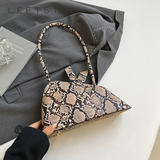 LEFTSIDE Pu Leather Underarm Bags for Women 2025 Korean Fashion Leopard Handbags and Purses Small Luxury Party Shoulder Bag Streetsharks