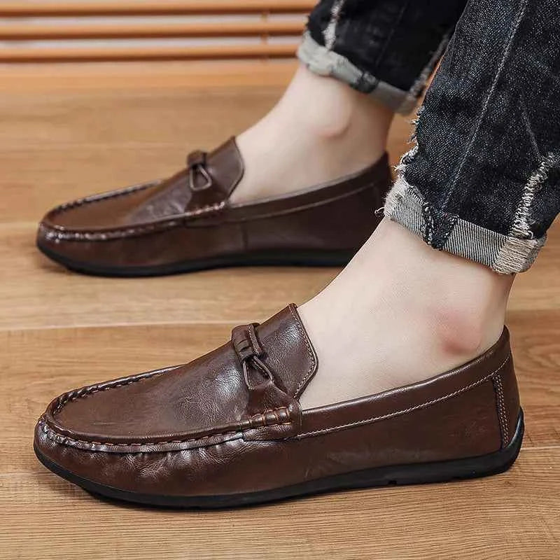 Summer men's loafers soft soled men's leather shoes comfortable driving shoes luxecrown.co.uk