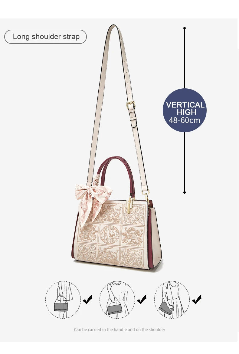 FOXER Split Leather 2026 New Large Tote Handbag Women's Shoulder Bag Chinese Classic Embroidery Best Gift for Mom luxecrown.co.uk