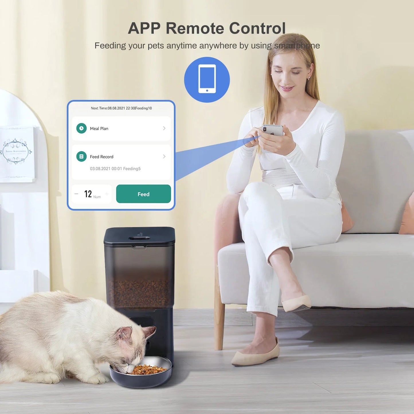 6L Dog Automatic Feeder Transparent Pet Smart Feeder 2L Cats Dispenser Feeding Bowl Remote Tuya WIFI Control Dry Food Pet Feeder luxecrown.co.uk