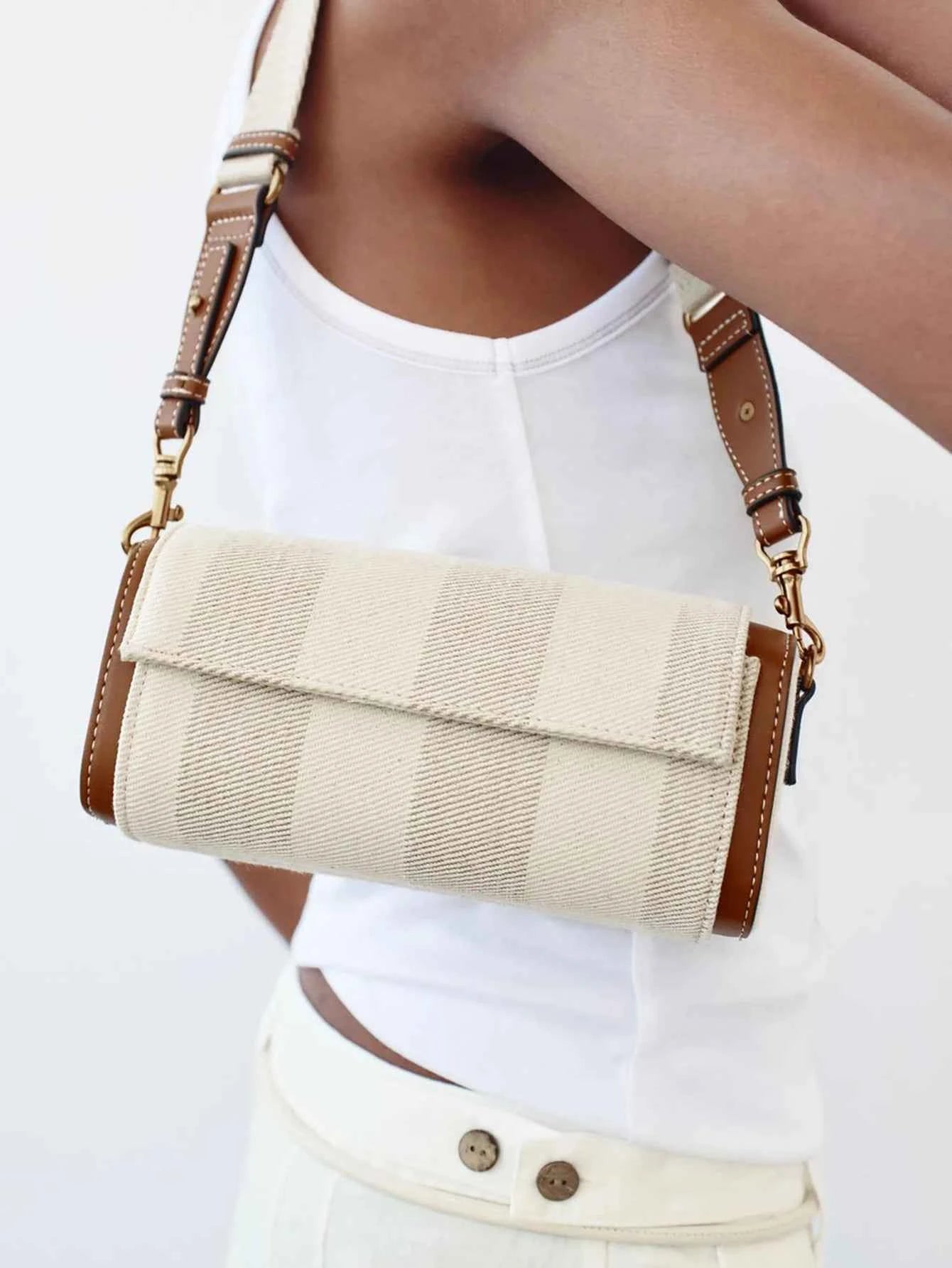 Wide Strap women's Vintage Crossbody Bag Summer Tote Ladies Luxury Handbags One Shoulder Armpit Small Cylinder Bags For Femele