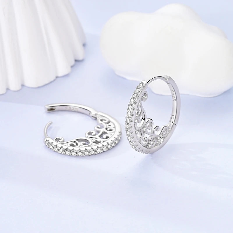 2025 Original 925 Sterling Silver Hoop Earring Zirconia Irregularity Stud Earring For Women Engagement Birthday Jewelry Gift Streetsharks