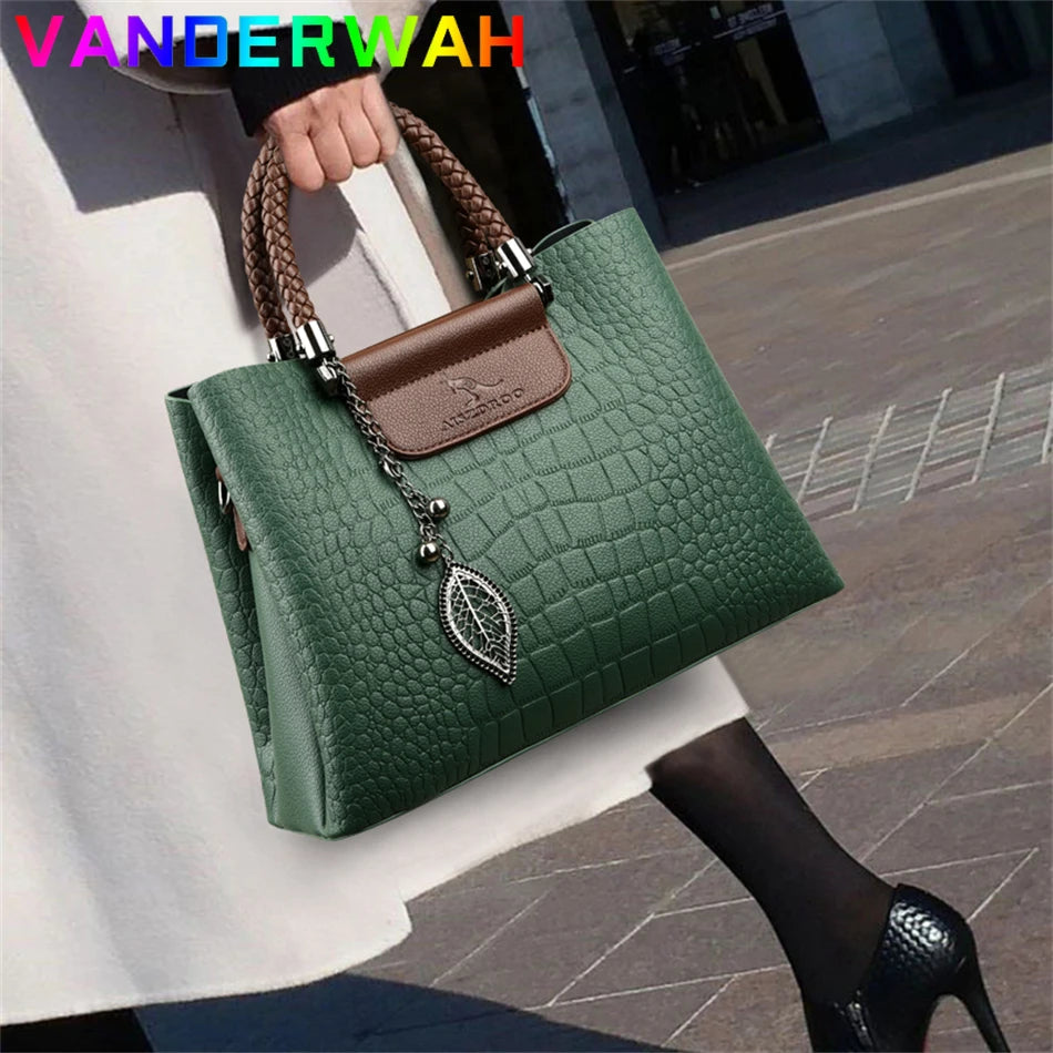 Brand Leather 3 Layers Alligator Crossbody Bag for Women Female Shoulder Messenger Sac Luxury Designer Ladies Handbags Streetsharks
