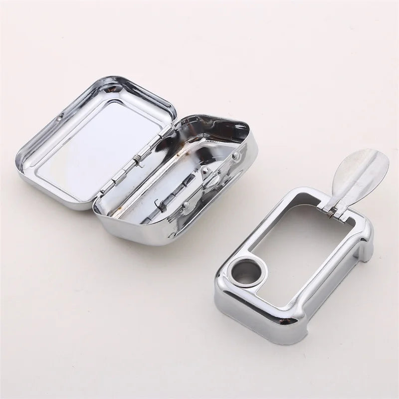 Outdoor Mini Portable Metal Cigarette Ashtray Fashion Ashtray Wiht Lockable Lid Desktop Ash Case Pocket Ashtray Gift For Man Streetsharks