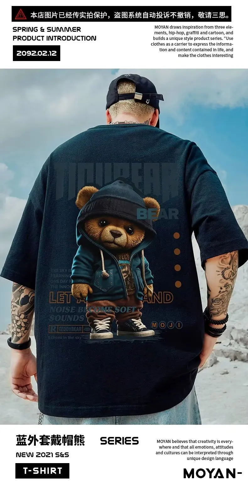 Summer New Casual Loose T-shirt Short Sleeved Men's Fashion Loose Printing Large 8XL Hip Hop Couple Wear Half Sleeve Cotton Top Streetsharks