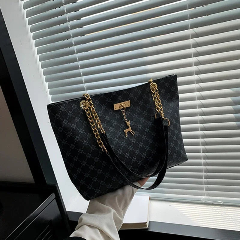 Women Luxury Design New Presbyopic Handbag Large Capacity Handbag Fashion Printing Shoulder Bag Trendy Shopping Bag with pendant luxecrown.co.uk