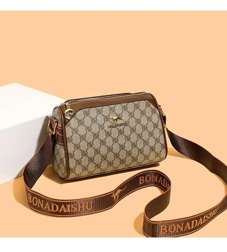 Three-layer women's bag with large capacity, adjustable cross-body bag, new style women's bag, wide strap, suitable for middle-a luxecrown.co.uk