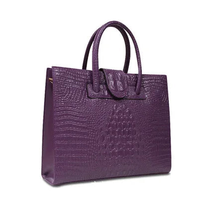 New Fashion Luxury Crocodile Pattern Women's Real Leather OL Handbags Genuine Leather Ladies Shoulder Bag Business Computer Bags luxecrown.co.uk
