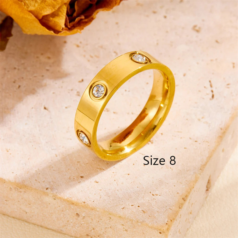 Luxury Stainless Steel Crystal Charm Bangle/Ring for Women Gold Color Non Tarnish Cuff Bracelet Jewelry Set Gift Party Streetsharks