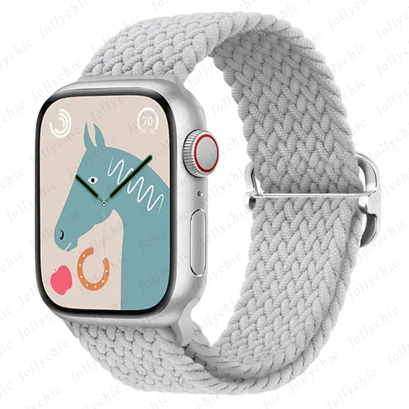 Braided Loop Strap For Apple Watch Band 42/46mm 45/41mm 38/40mm 44mm 49mm Nylon Solo Bracelet iWatch series 10 9 se 8 7 6 Ultra2 luxecrown.co.uk