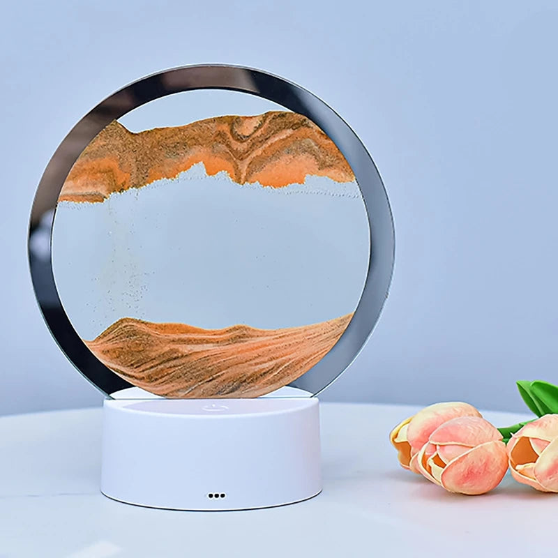 3D Hourglass Table Lamp 7 Color RGB Adjustable Moving Sand Quicksand Flowing Sand Art Picture Deep Sea Sandscape Home Decor Gift Streetsharks