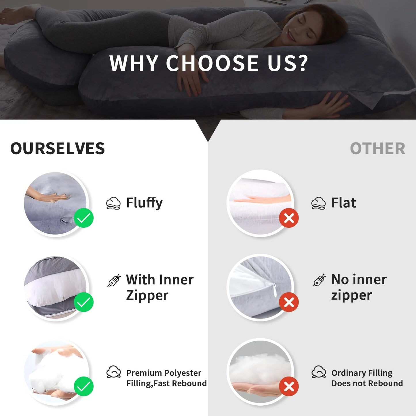 Pregnancy Pillows for Sleeping, G Shaped Full Body Maternity Pillow with Removable Cover - Support for Belly for Pregnant Women luxecrown.co.uk
