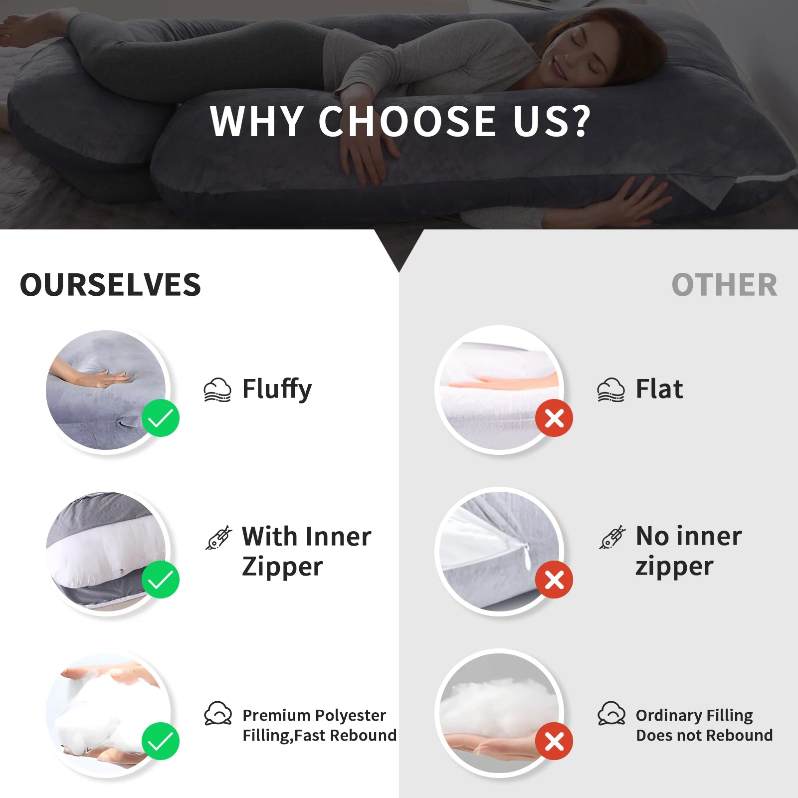 Pregnancy Pillows for Sleeping, G Shaped Full Body Maternity Pillow with Removable Cover - Support for Belly for Pregnant Women luxecrown.co.uk