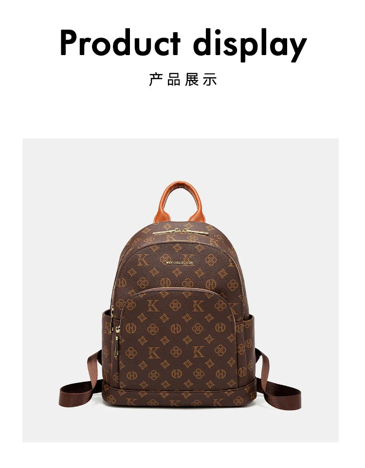 Mkf Genuine Vintage Retro Casual Backpack for Women, Original Design Niche Women's Bag, Large Capacity Travel Trendy Bag luxecrown.co.uk