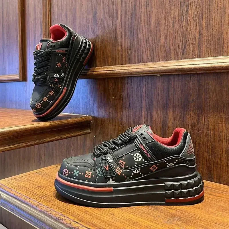 2025 Four Seasons New Anti-slip Wear-resistant Thick Sole Increase Comfortable Outdoor Trend Fashion Casual Pair Board Shoes Streetsharks