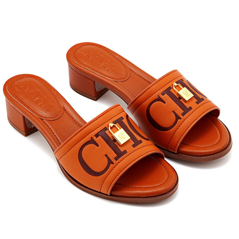 CH 2026 Elegant Women's Sandals Leather Dressy Party Evening Luxury Metal Buckle Non Slip Comfort Women Shoes Gift Box luxecrown.co.uk