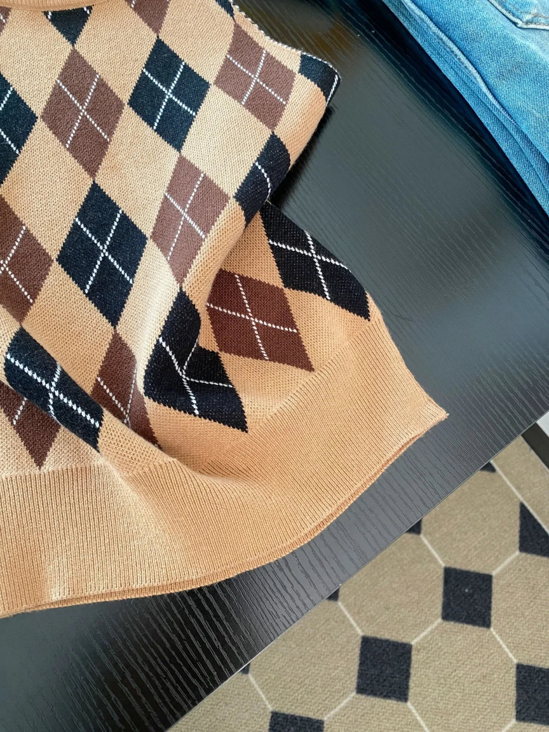 Women's Vintage Plaid Sweater Vest Ulzzang Style Knitted Preppy Soft Crew Neck Loose Top Fit Streetwear Camisole for Girls