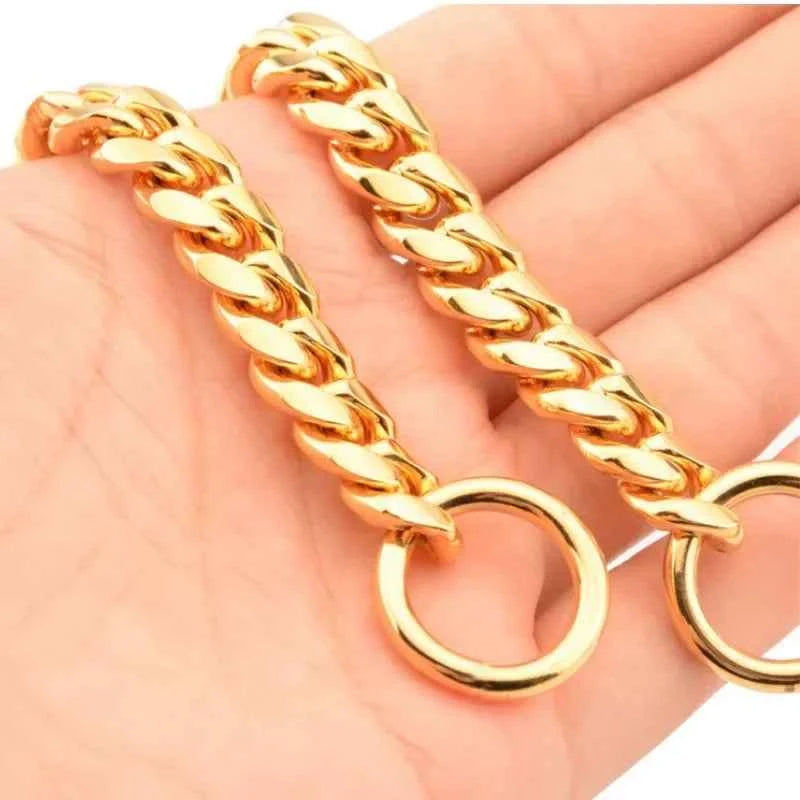 Luxury Dog Collar Gold Dog Chain Choker For Pitbull Bulldog Teddy French Bulldog Metal Collar Pet Necklace Pets Jewelry Products luxecrown.co.uk