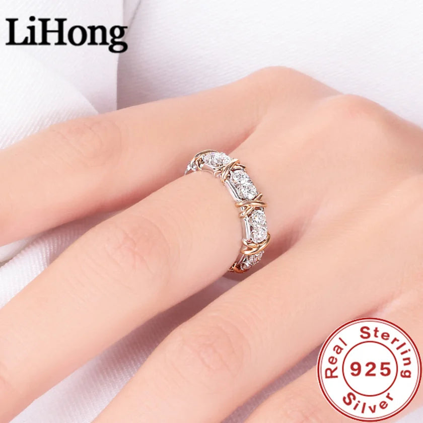 Luxury 925 Sterling Silver Ring Interlaced With Aaa Zircon Crystal Ring For A Woman'S Engagement Jewelry Gift Streetsharks