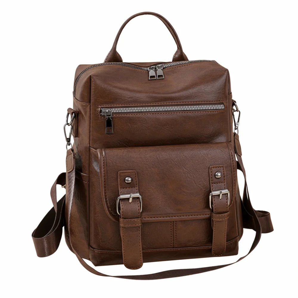 PU Peather Student Backpack Multifunctional Large Capacity Student School Bag Soft Crossboby Mommy Shoulder Bag Daily Outings luxecrown.co.uk