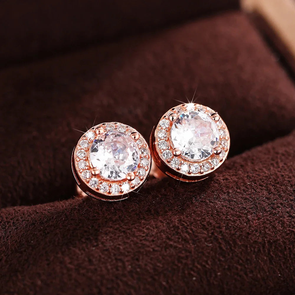 Huitan 925 Sterling Silver Shining White Cubic Zirconia Stud Earrings Luxury High Quality Jewelry Women Wedding Eternity Jewelry Streetsharks