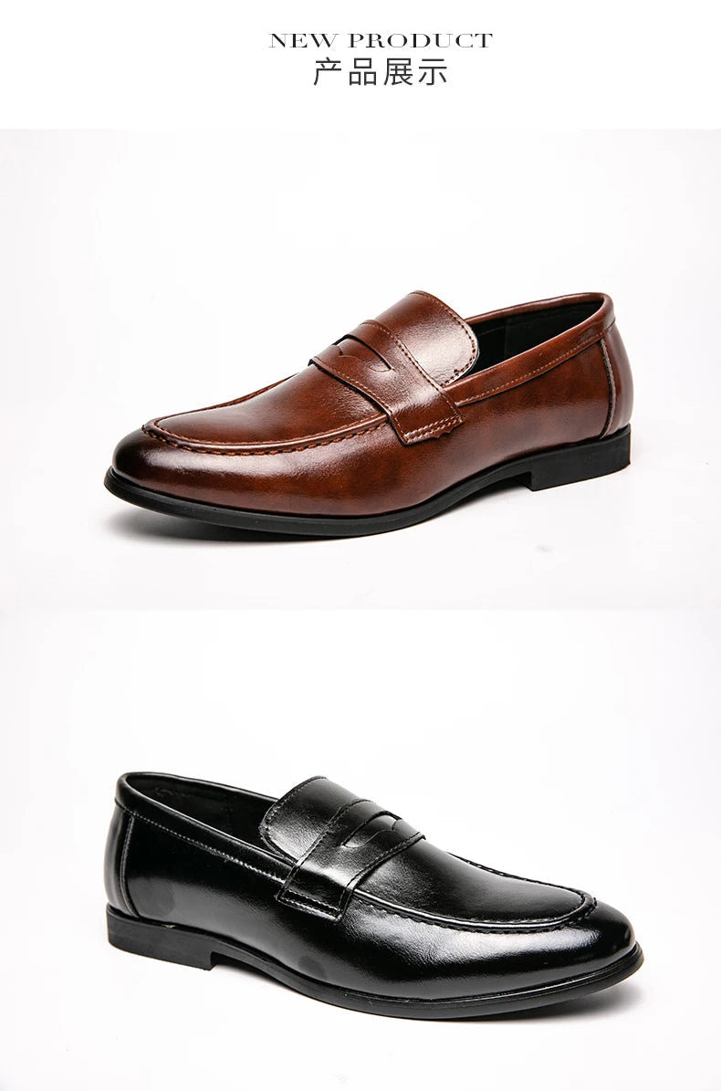 Men Casual Leather Shoes Dress Leather Loafers Men Classic Casual Business Shoes Trend Formal Party Social Leather Shoes Male luxecrown.co.uk