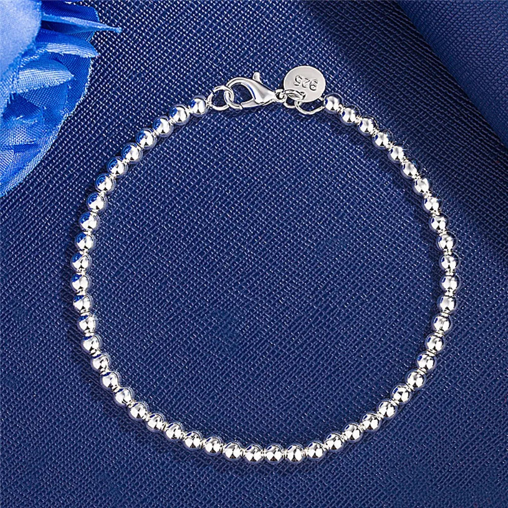 Christmas gifts charm 925 Sterling Bracelet 4MM beads chain for woman Popular brands jewelry fashion Wedding party Streetsharks